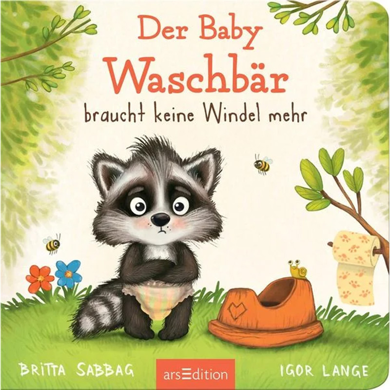Der Baby Waschbär braucht keine Windel mehr