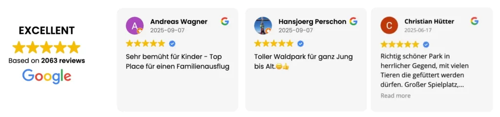 2063 Google Bewertungen mit 5 Sternen per September 2025; Grafik von Trusted Index
